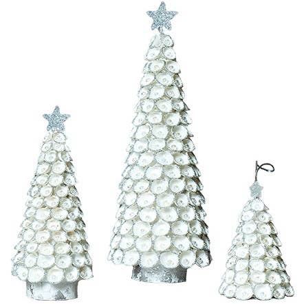 Dekorasyon Gifts  Decor - Wholesale Christmas Decoration - Clamrose Beaded Shell Tree (White/Silver)0