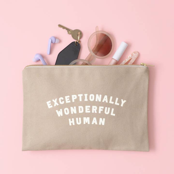 Alphabet Bags – wholesale Pouch – Women’s – Exceptionally Wonderful Human - Stone Pouch1