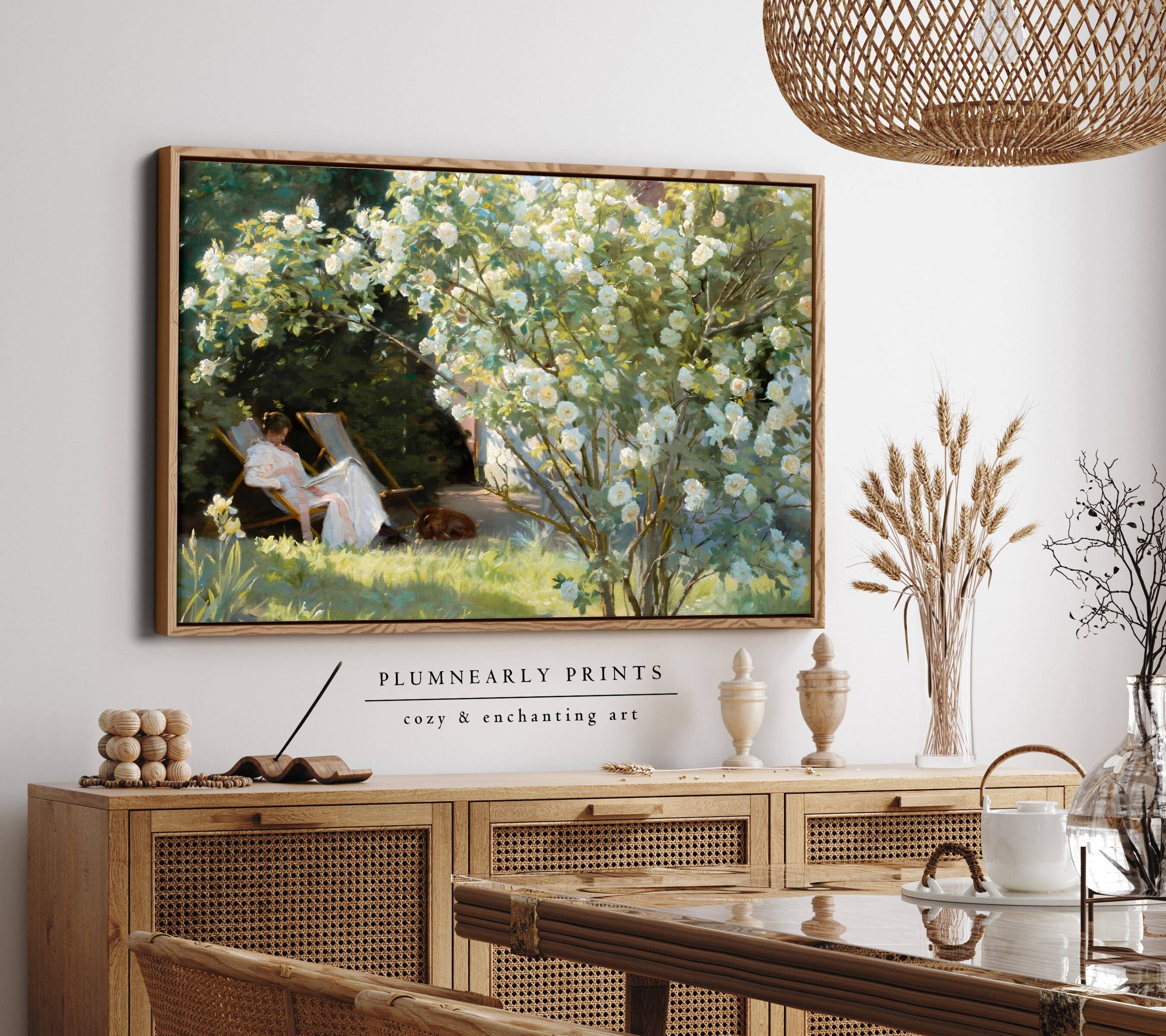 Plumnearly Prints - Wholesale Canvas Art - Reader Floral Landscape Oil Painting Framed Canvas Art 1