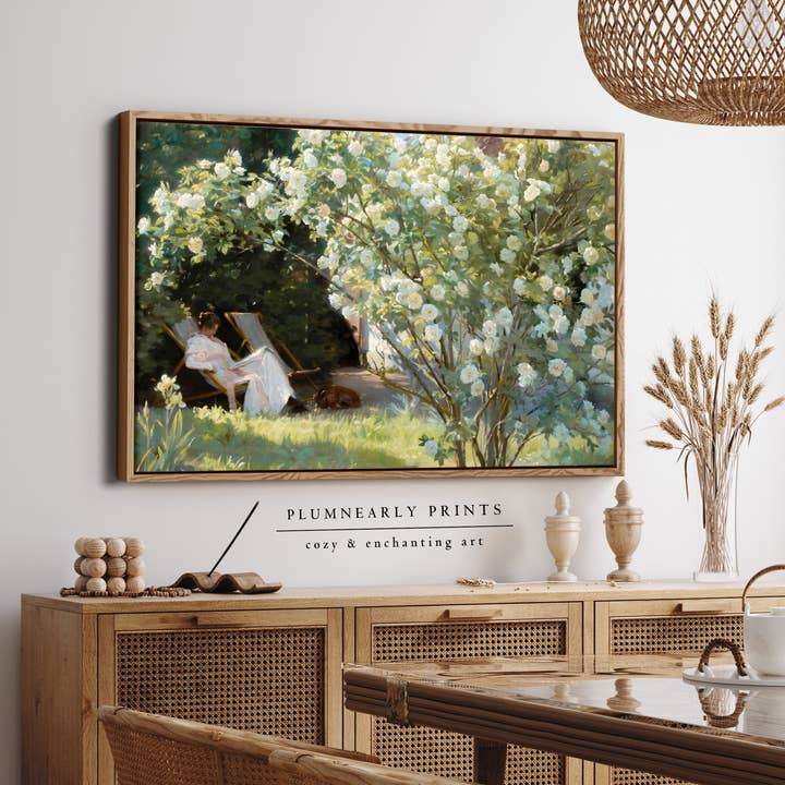 Plumnearly Prints - Wholesale Canvas Art - Reader Floral Landscape Oil Painting Framed Canvas Art 10