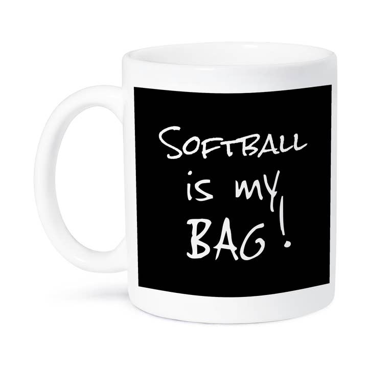 3dRose - Wholesale Coffee Mug - 3dRose, Softball is my Bag Fun soft ball team player gift black and white text, Mug8