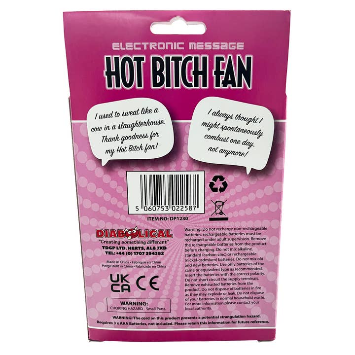 The Diabolical Gift People - Novelty Gifts, Mother's Day - Wholesale Gag Gift/Novelty Gift - Hot Bitch Handheld Fan - Novelty Gifts for Women, Gag Gift