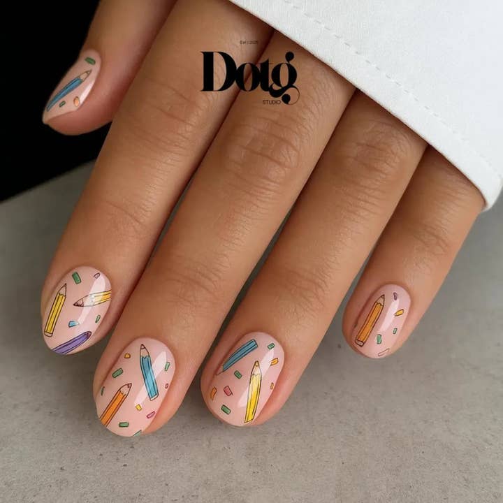 Colorful Pencils Nail Wrap Back To School DIY Manicure Decal for wholesale by Design on The Go Studio