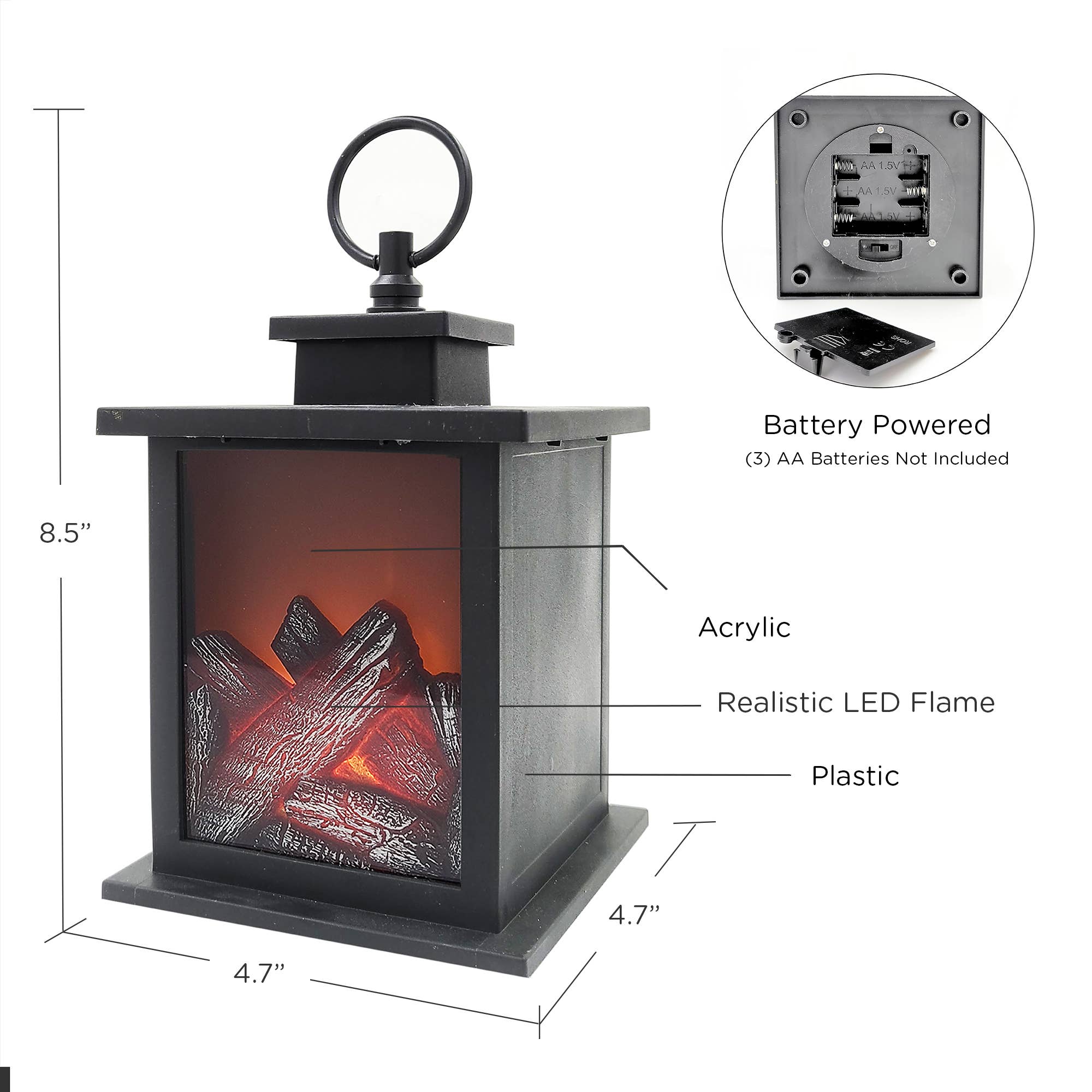 Kate Aspen - Wholesale Lantern - LED Vintage Decorative Black Lantern - Tokyo (Set of 2)7