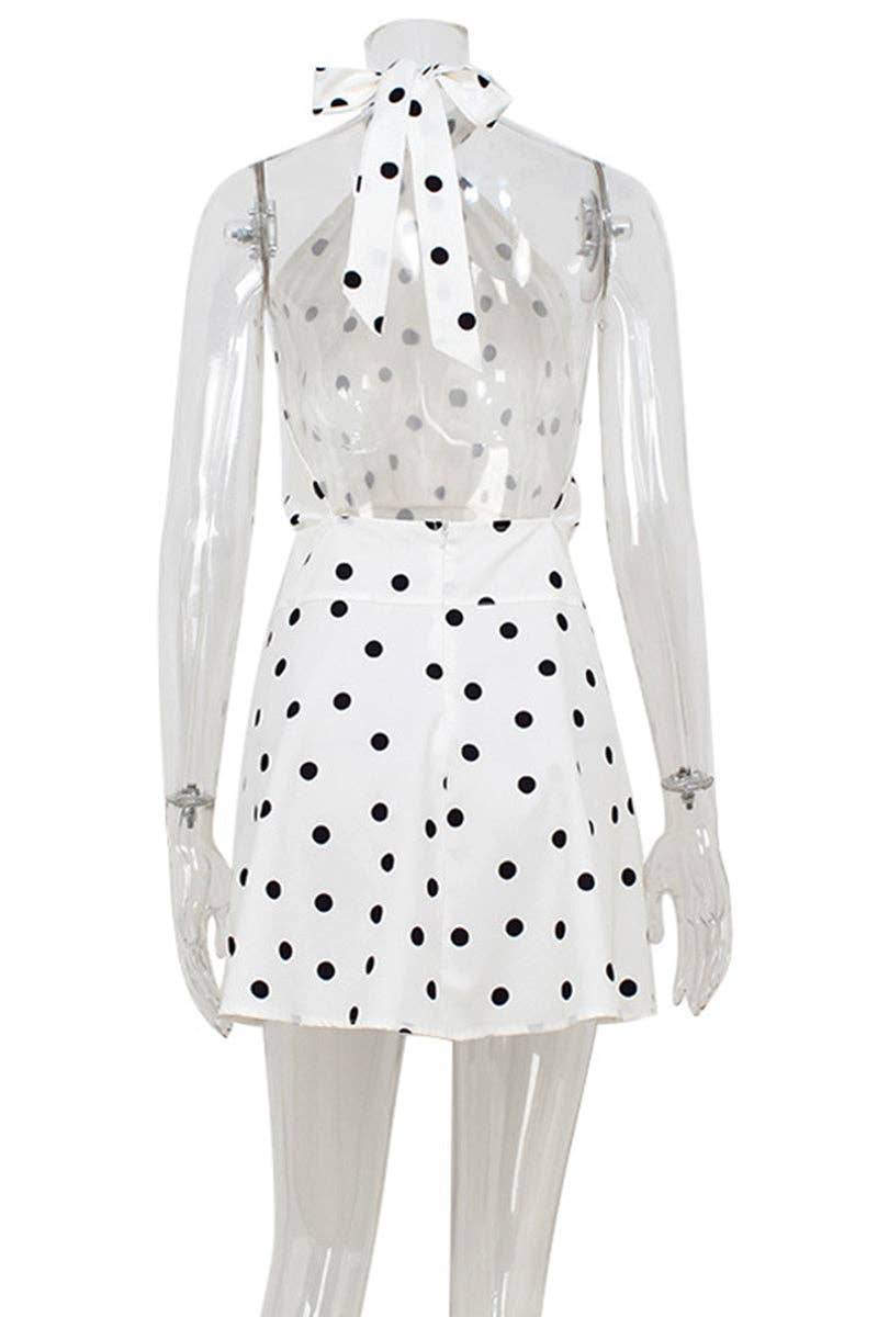 BIANCO Abito Casual Allacciato al Collo a Pois in vendita all'ingrosso su Faire7