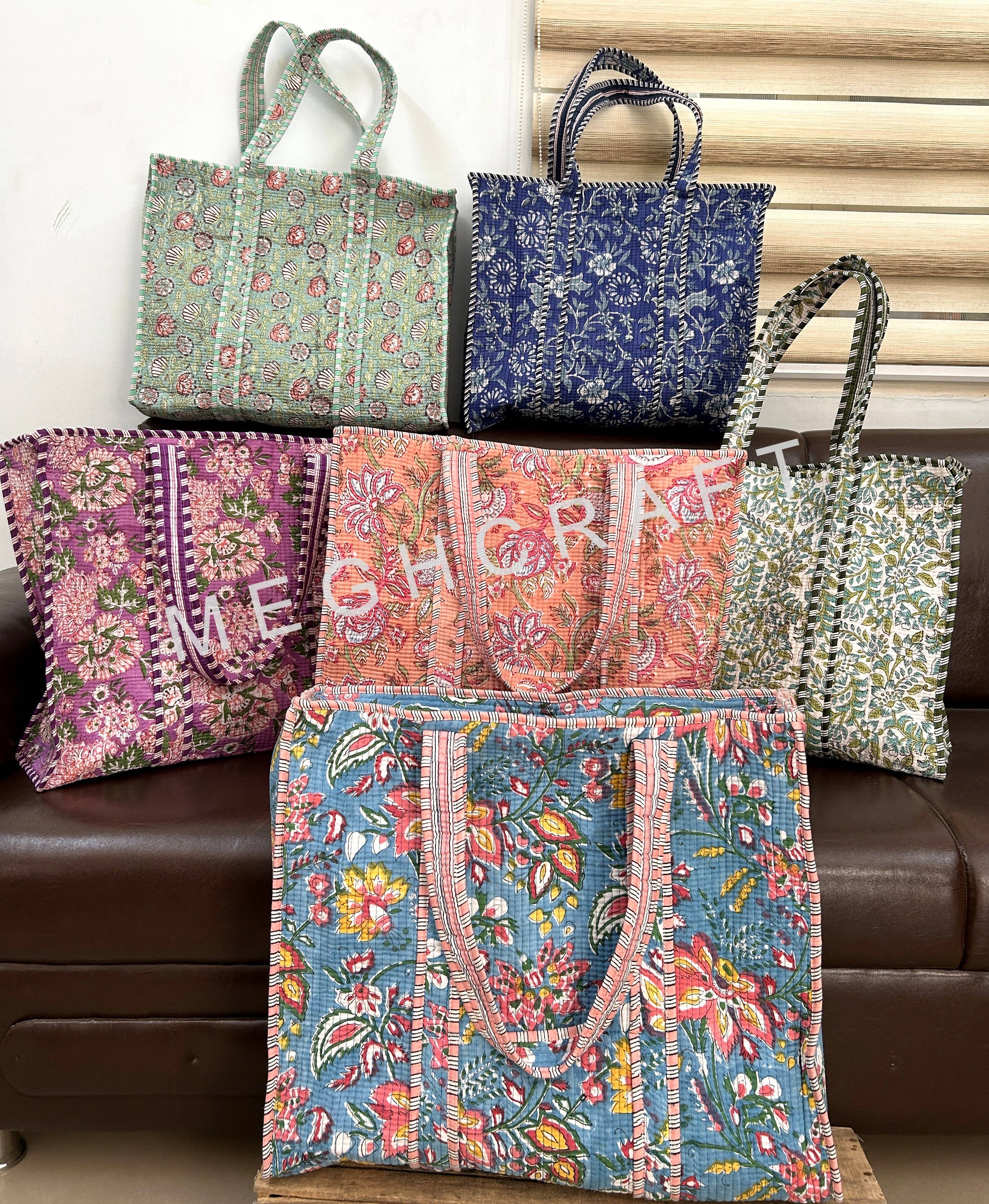 Meghcraft - Wholesale Tote Bag - Women's - Assorted Cotton Quilted Multipurpose Tote Bag | Beach Bag4