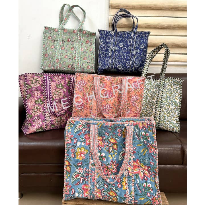 Meghcraft - Wholesale Tote Bag - Women's - Assorted Cotton Quilted Multipurpose Tote Bag | Beach Bag4