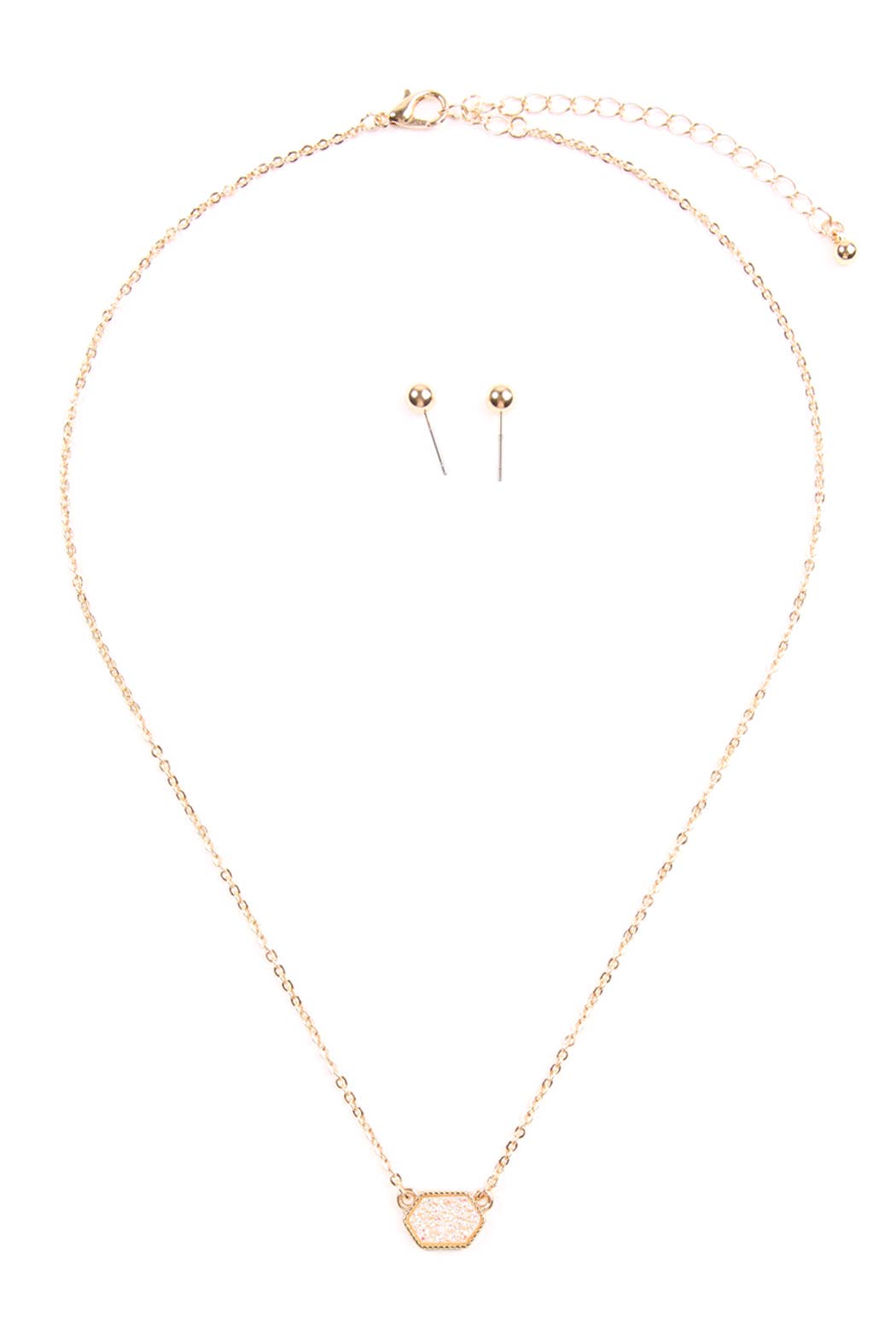 MYS Wholesale Inc - Wholesale Jewelry Set - Druzy Hexagon Pendant Necklace Earring Set34