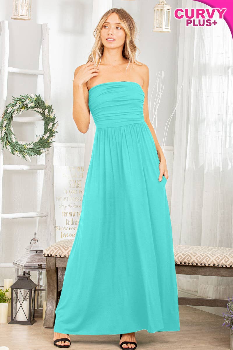 Pink Irene Wholesale – wholesale Klänning - Dam – PLUS TUB FAST MAXI KLÄNNING MED VOLANG3