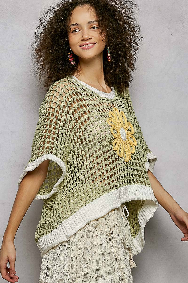 Pol Clothing - Wholesale Knit Top - Women's - Round Neck Sleeveless Floral Thin Sweater Top SALE31