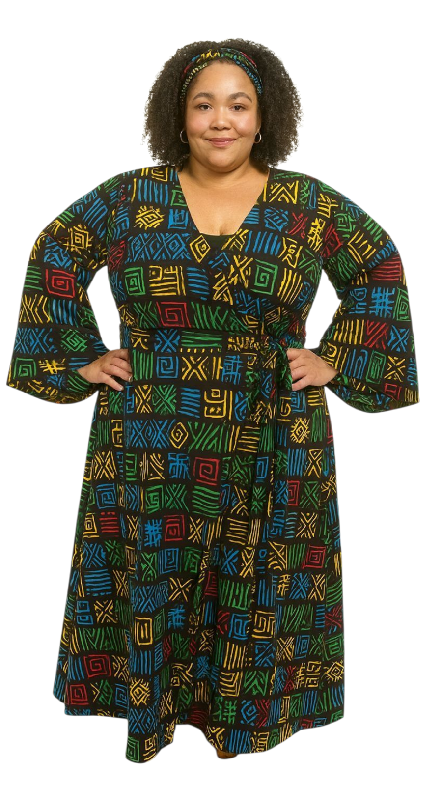 India Batik - Wholesale Dress - Women's - Wrap Dress / Ankara Print - 1360 Rasta3
