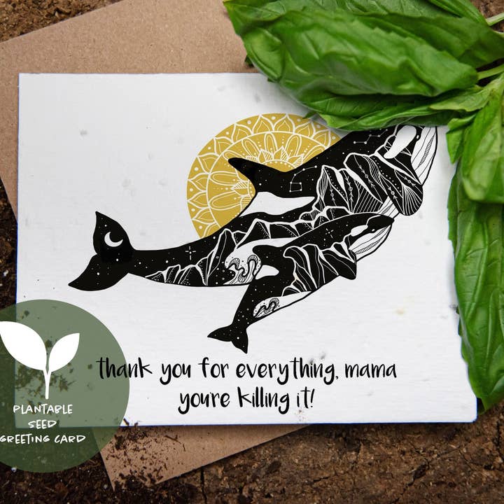 Mountain Mornings - Wholesale Thank You Card - Thank You For Everything, Mama; Plantable Seed Greeting Card