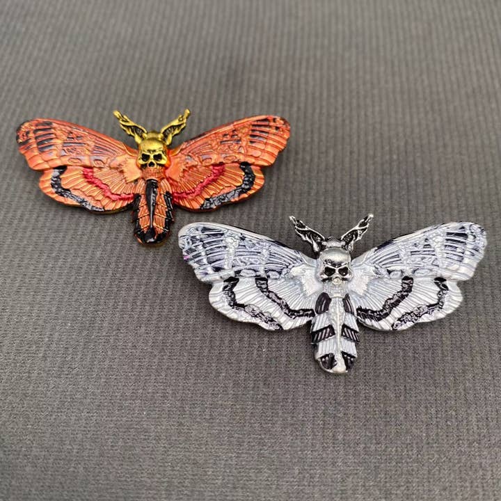 Enamel Skull Moth Brooch for wholesale by Mio Queena