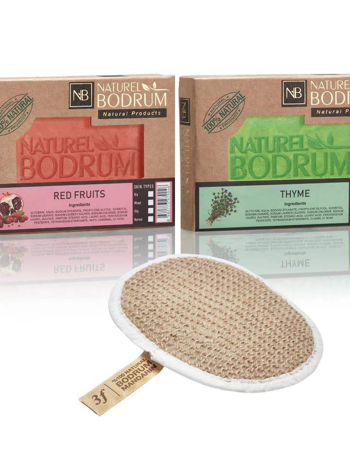 Fruit rouge & Thym, Coffret Cadeau Éponge de Gommage Naturelle pour la vente par NB NATURAL BODRUM