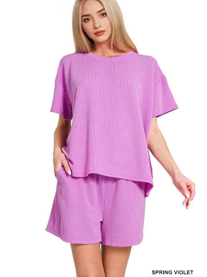 42POPS - Wholesale Lounge Set - Women's - ..Ribbed Short Sleeve Tee & Pants 2PC Set16