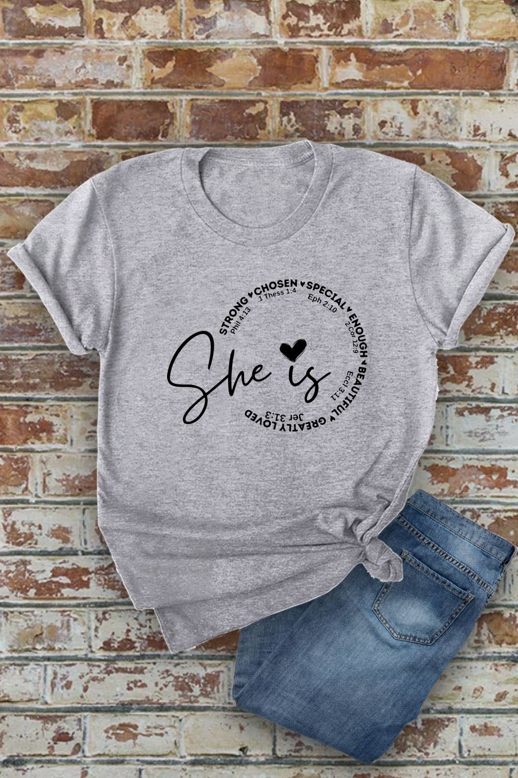Top Avenue - Wholesale Screen Printed T-Shirt - Women's - She Is Strong Chosen Special, Unisex Round Neck T-Shirt9