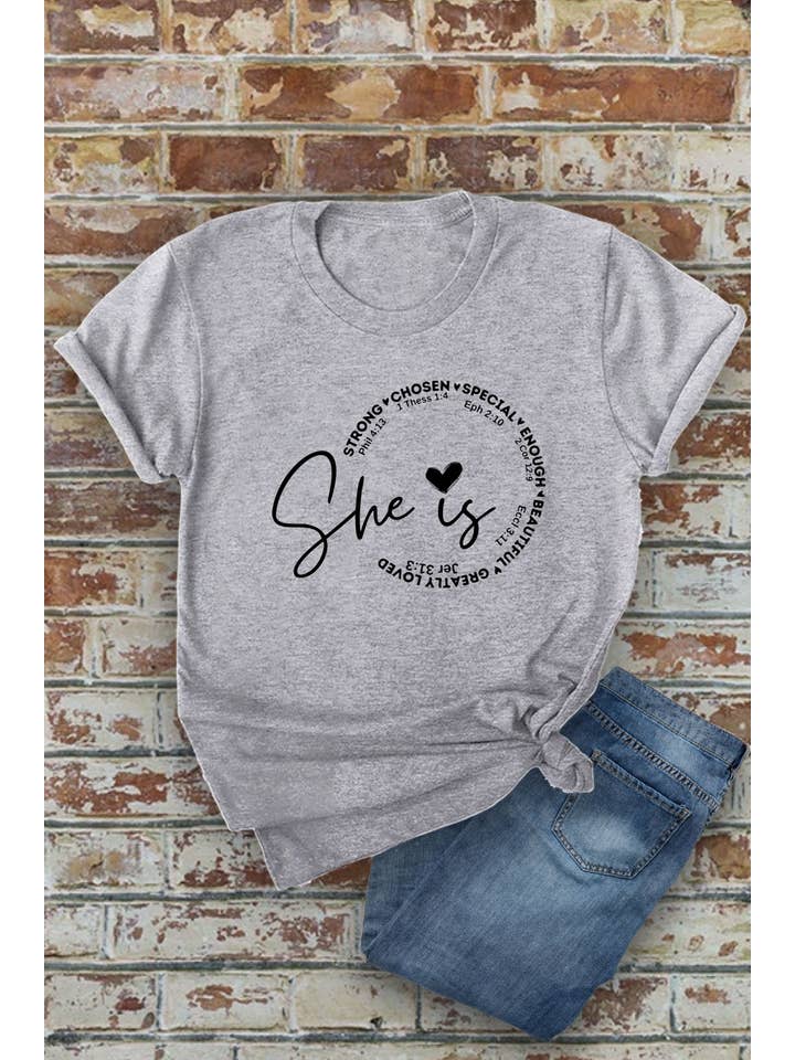 Top Avenue - Wholesale Screen Printed T-Shirt - Women's - She Is Strong Chosen Special, Unisex Round Neck T-Shirt9