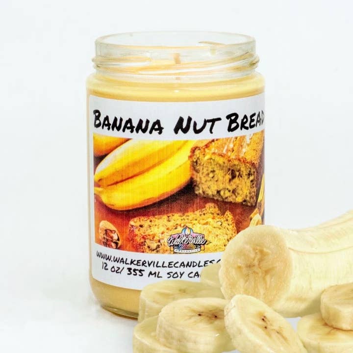 Banana Nut Bread Eco-friendly12 oz Coconut Soy Candle for wholesale by Walkerville Candles