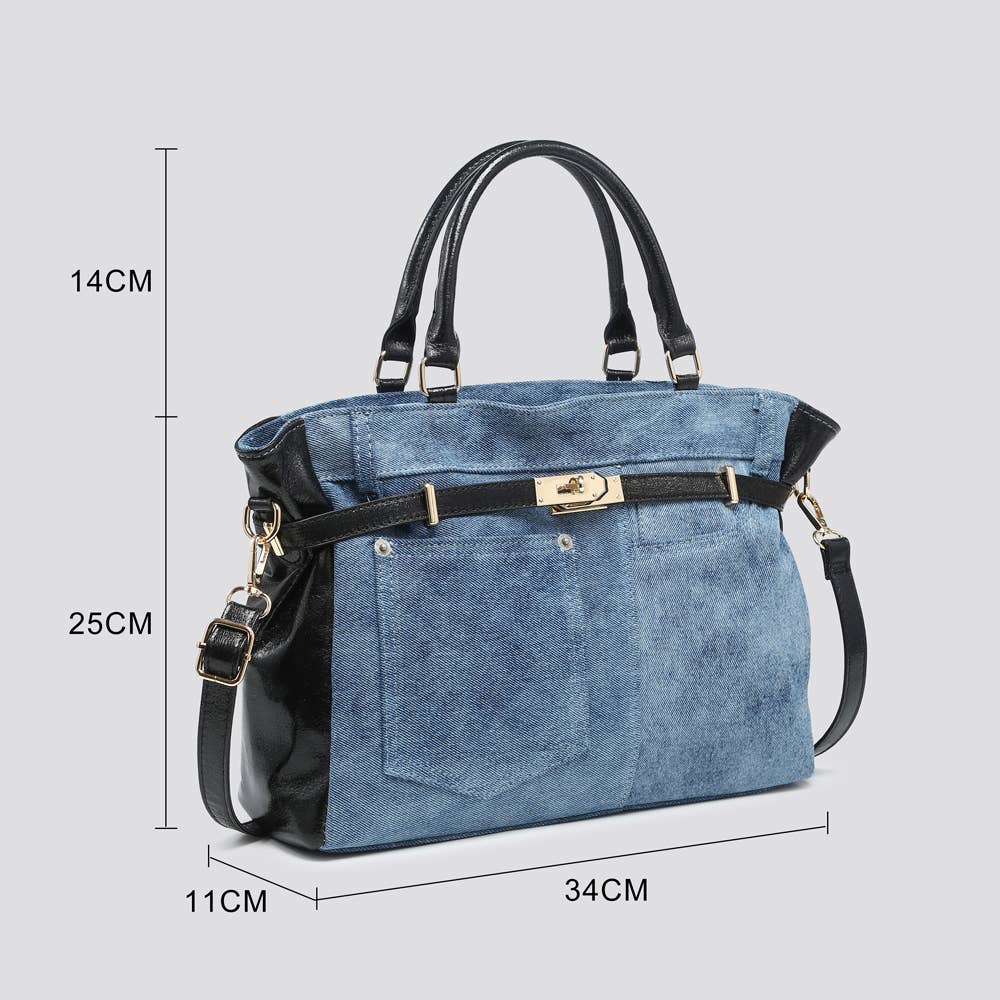 BLEU Sac fourre-tout en denim 25032 en vente sur Faire4