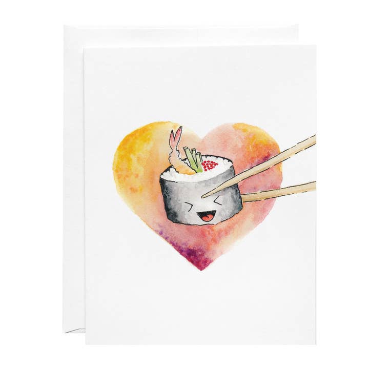 Grußkarte - Sushi-Herz für den Großhandel von Found and Lost Art