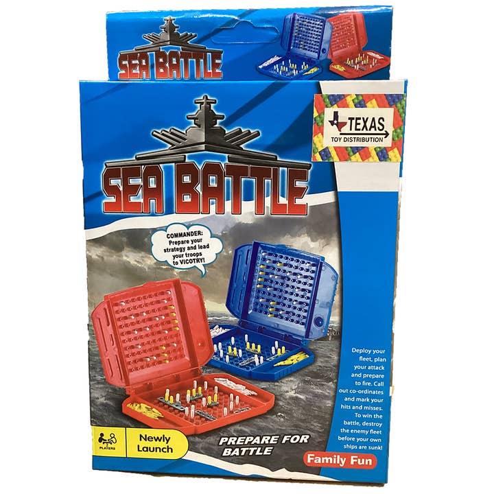 Texas Toy Distribution - Wholesale Brain Game - Kids - Sea Battle 2 Player Travel Game in Peggable Box