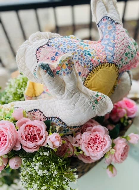 A Gnome on the Roam - Wholesale Decorative Tabletop Object - Vintage Fabric Easter Bunnies made from upcycled quilts14