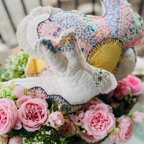 A Gnome on the Roam - Wholesale Decorative Tabletop Object - Vintage Fabric Easter Bunnies made from upcycled quilts14