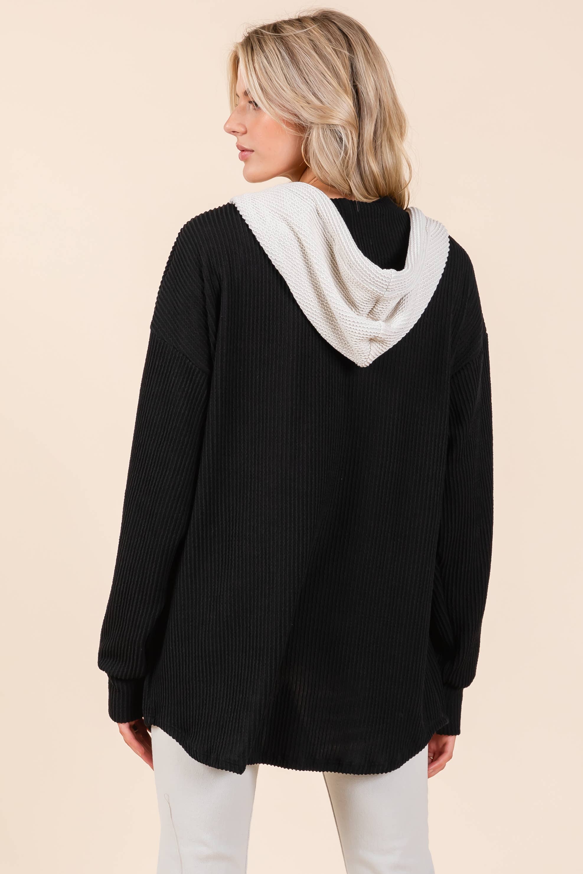 BOMBOM - Wholesale Hoodie - Women's - TL1987 BUTTON HOODED SWEATSHIRT5