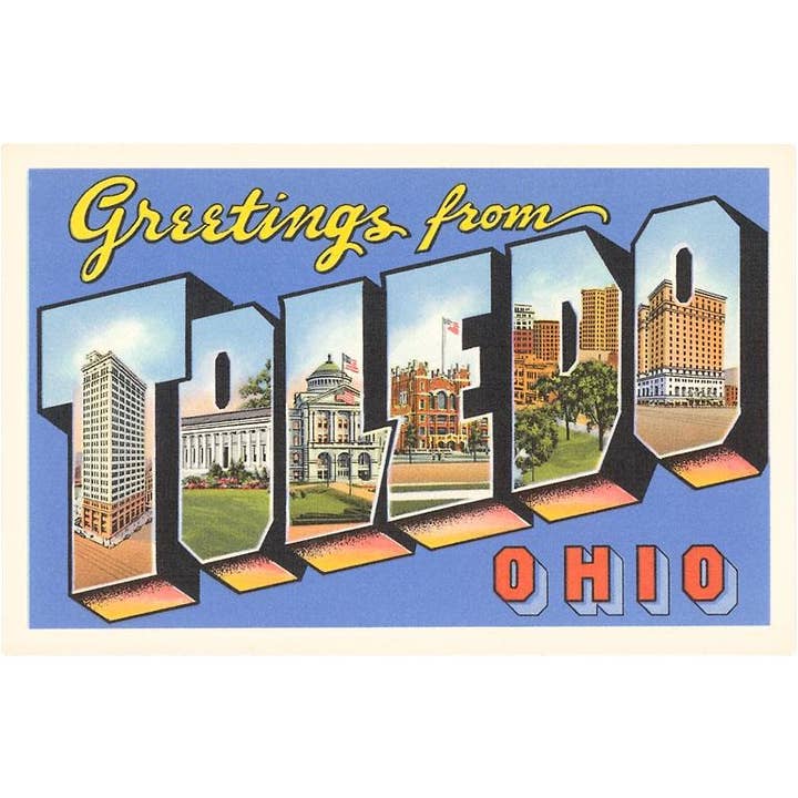 Postcard OH-118 Greetings from Toledo for wholesale by Found Image Press