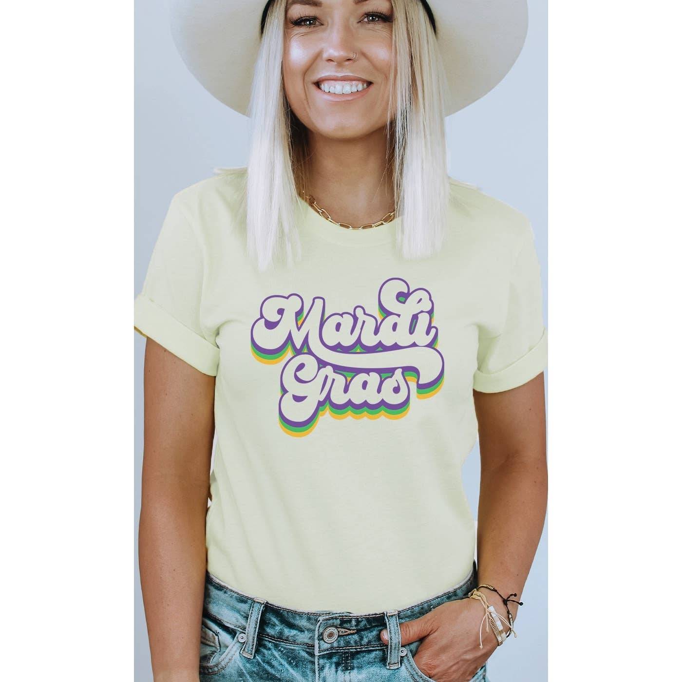 Kissed Apparel - Wholesale Screen Printed T-Shirt - Women's - Mardi Gras, Silhouette Letters, Parade, New Orleans Tee1