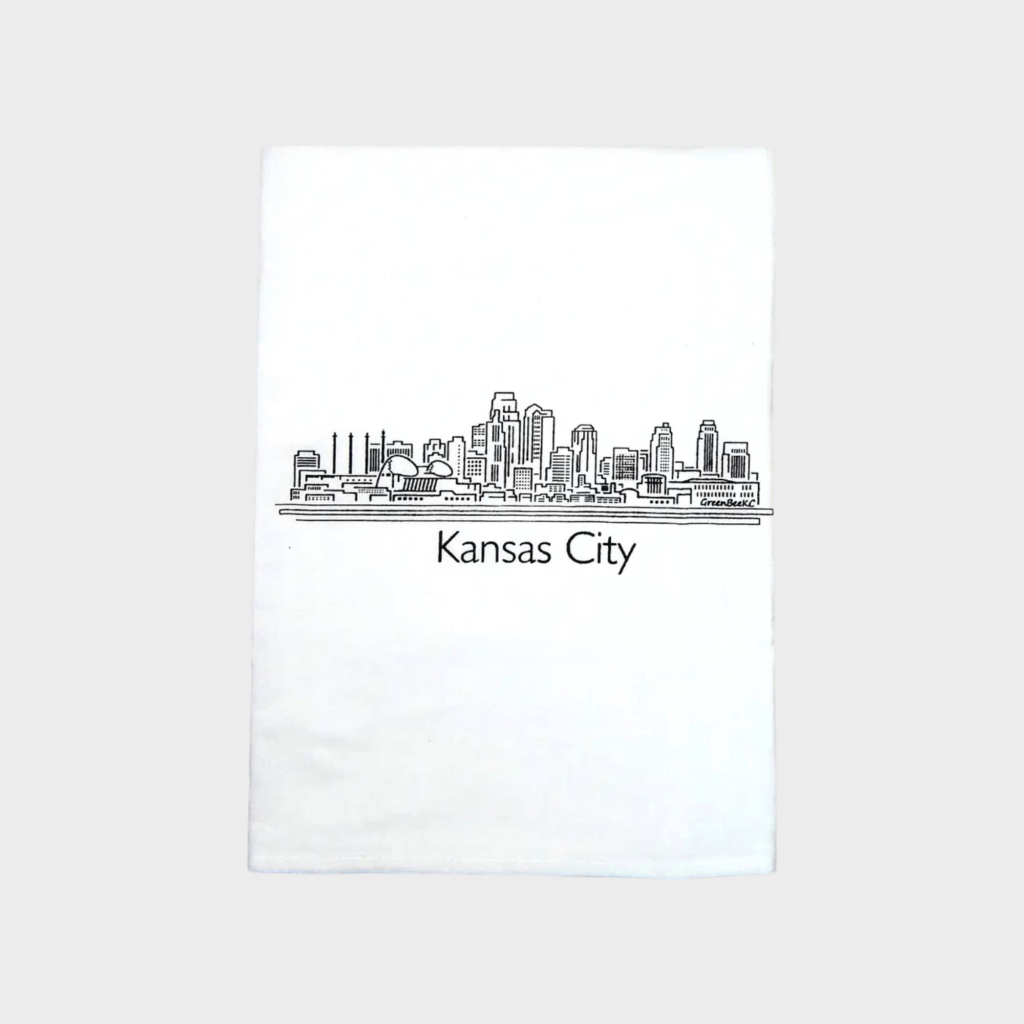 Black Kansas City Skyline Towel | Tea Towels | City Dish Towels for wholesale on Faire