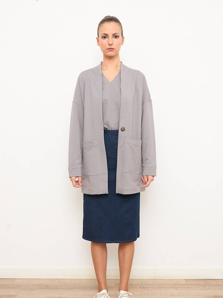 VESTE OVERSIZE LONGUE GRIS CLAIR pour la vente par Cottyfish