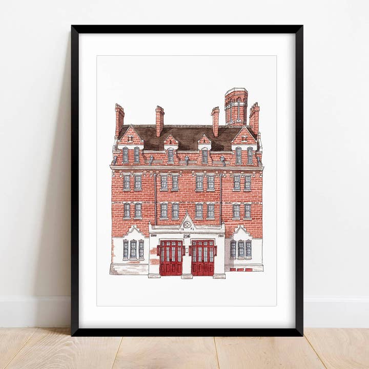 West Norwood - Vecchia caserma dei pompieri - South London Theatre - Gic per la vendita all'ingrosso da parte di Ana Gallego Illustrations