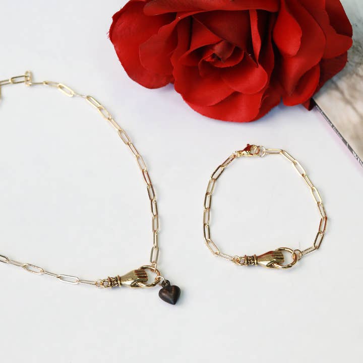 The Gilded Witch - Wholesale Charm/Dangle Bracelet - Gold Filled Milagros Hand of Love Bracelet: Valentine Gothic