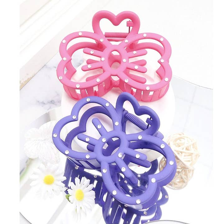 12pk Crystal Matt Kitty Bow Chic Hair Claw Jaw Headpiece for wholesale by Diacly