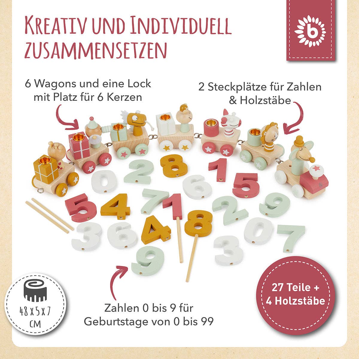 Bieco Spielwaren - Wholesale Toy Set - Kids - Birthday Train Wood Berry 0-99 Years5