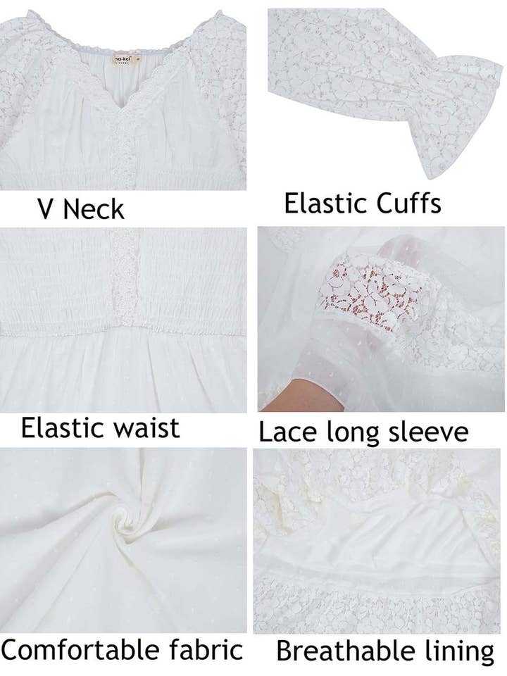 Anna Kaci Wholesale - Wholesale Dress – Women's - Womens Lace Long Sleeve V Neck Fall Maxi Dress14