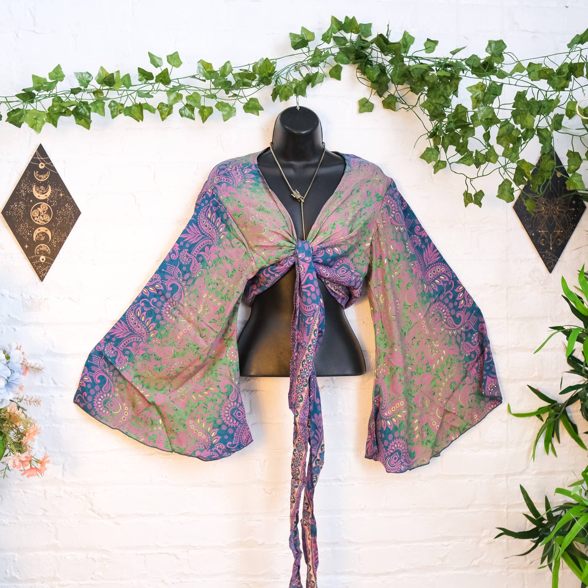 Karma Nepal Crafts - Wholesale Blouse - Women's - Bohemian Style Bell Sleeve Wrap Top