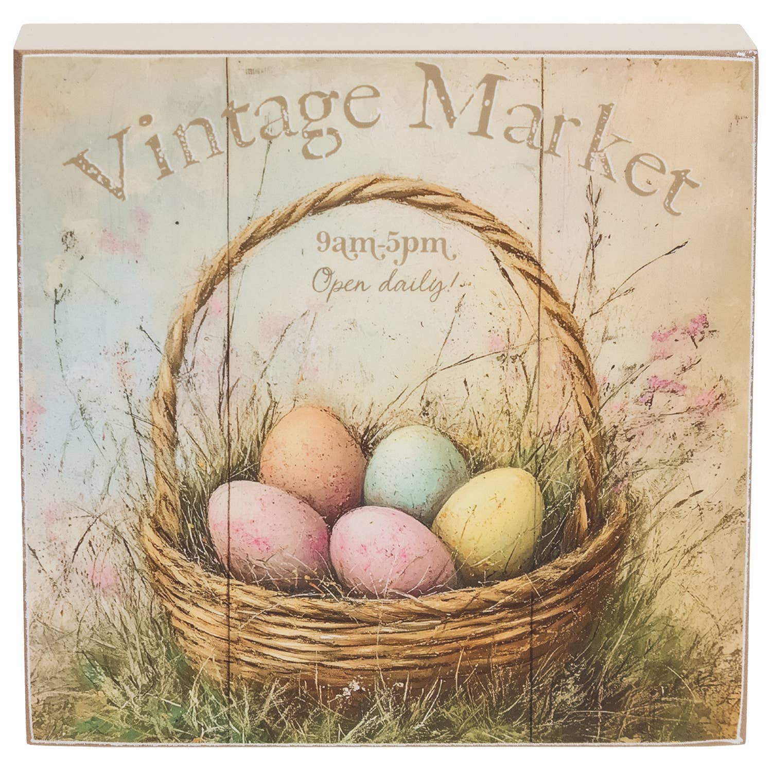CWI Gifts - Wholesale Decorative Tabletop Object - Vintage Easter Egg Basket Box Sign - 3 Assorted4