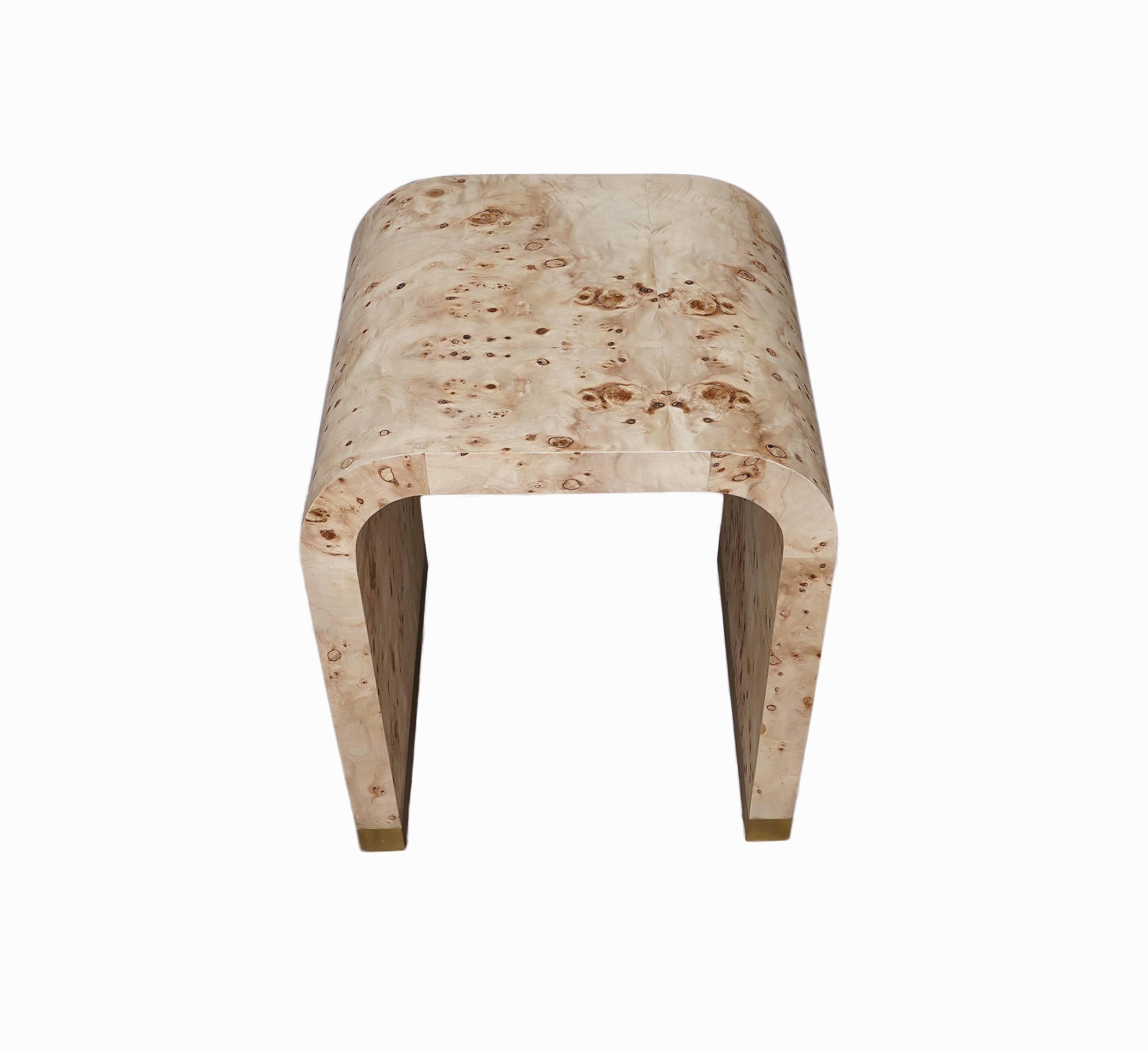 LR Home - Wholesale Side Table - Burl Wood Accent End Table with Brass-Wrapped Feet3