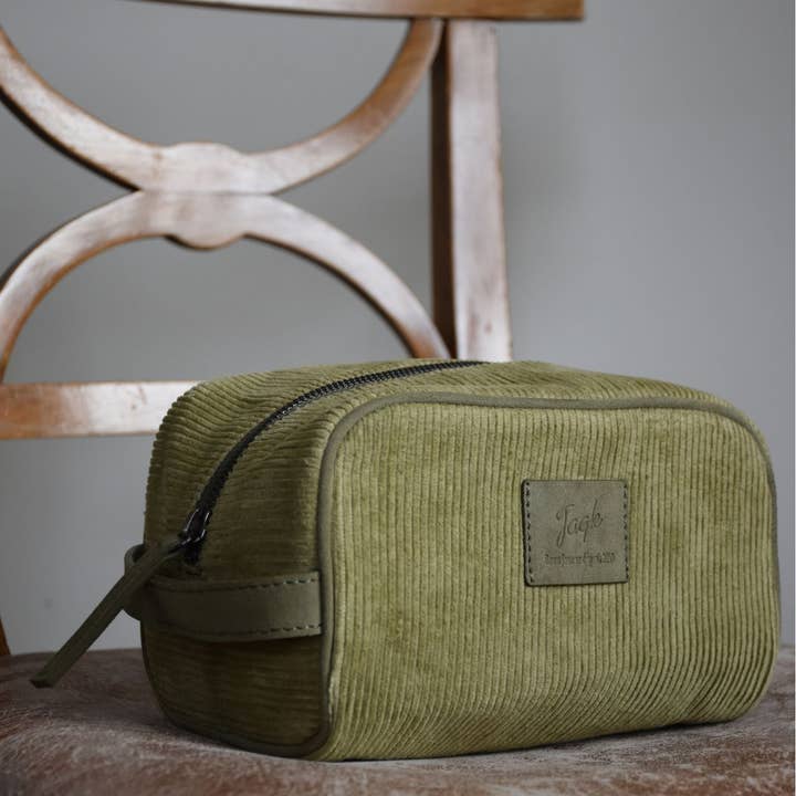 Astuccio da toilette in velluto a coste Care Kaki per la vendita all'ingrosso da parte di JAQK