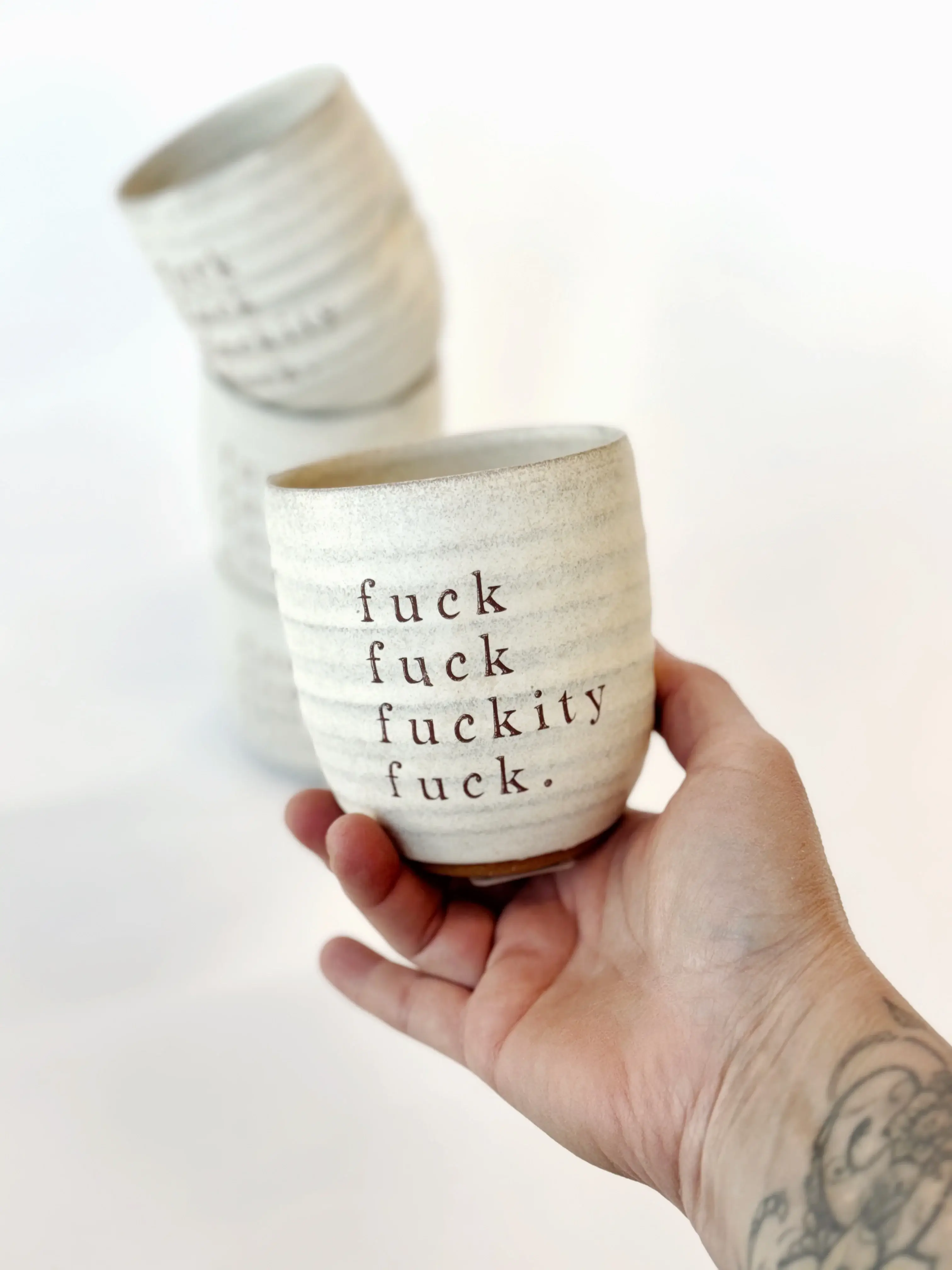 Gravesco Pottery - Wholesale Coffee Mug - Fuck Fuck Fuckity Fuck Everyday Tumbler in Cream1