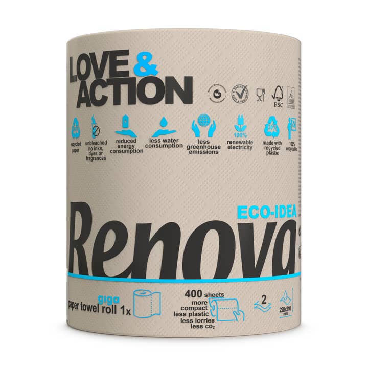Renova - Wholesale Paper Towels - Renova Love & Action Gigaroll Paper Towels 400 Sheets