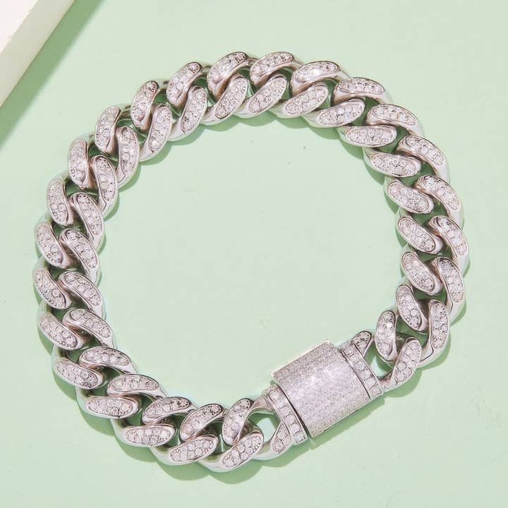 Sparkile - Wholesale Link & Chain Necklace - 12mm Moissanite Cuban Link Chain Necklace