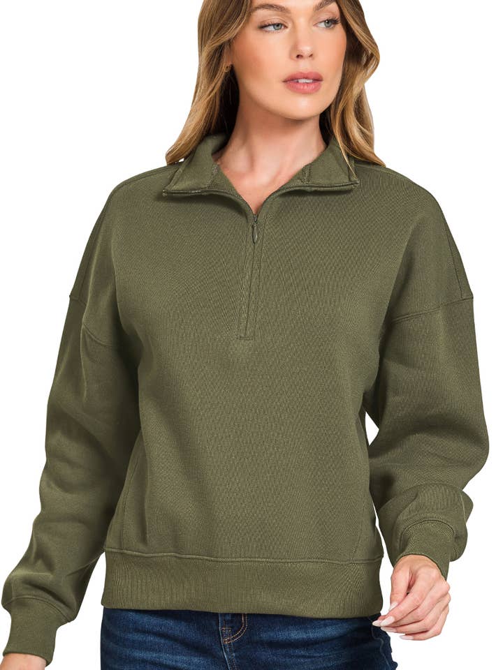 Felpe in Pile con Collo Alto e Mezza Zip .0913 SI-28742 per la vendita all'ingrosso da parte di 42POPS