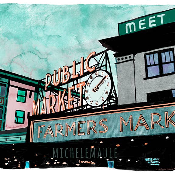 Imprimé marché Pike Place 8 x 10 po pour la vente par michele maule