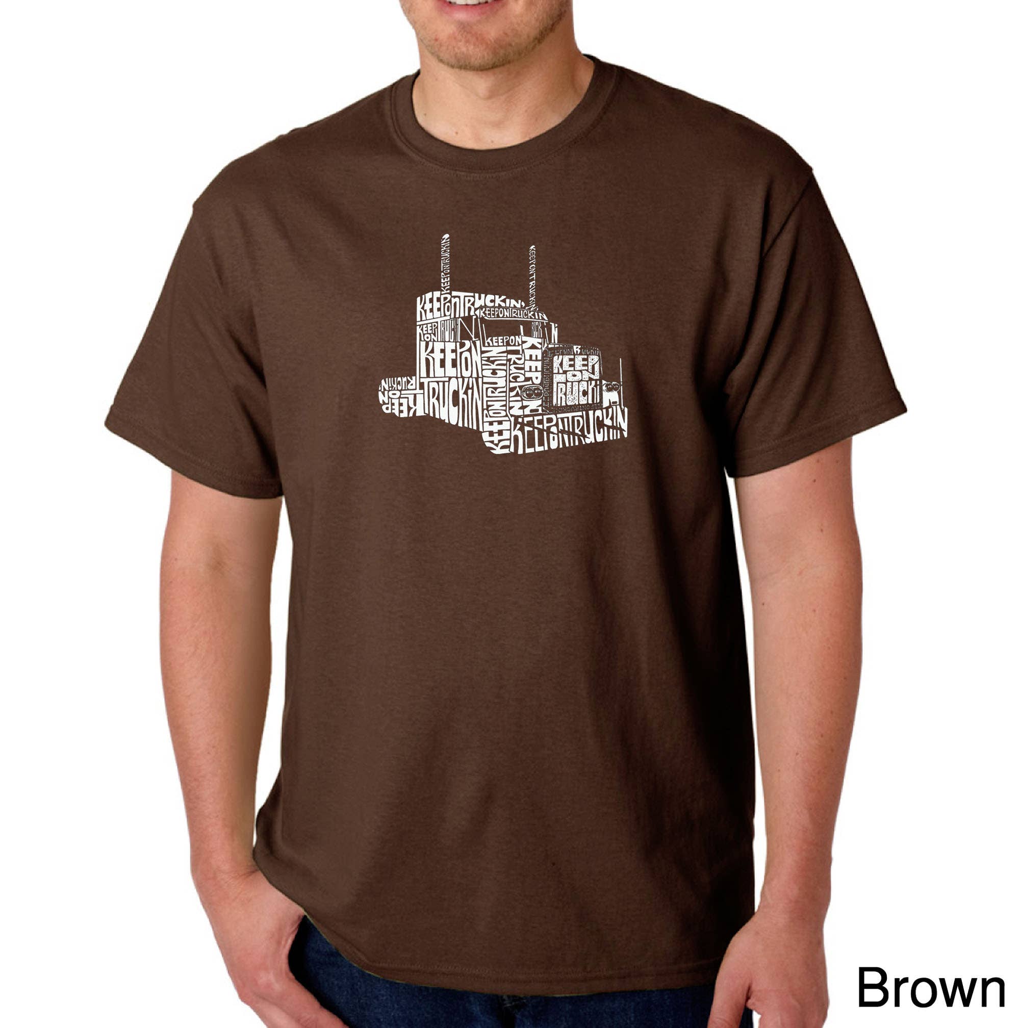 LA Pop Art - Wholesale Screen Printed T-Shirt - Men's - LA Pop Art Men's Word Art T-shirt - KEEP ON TRUCKIN'2