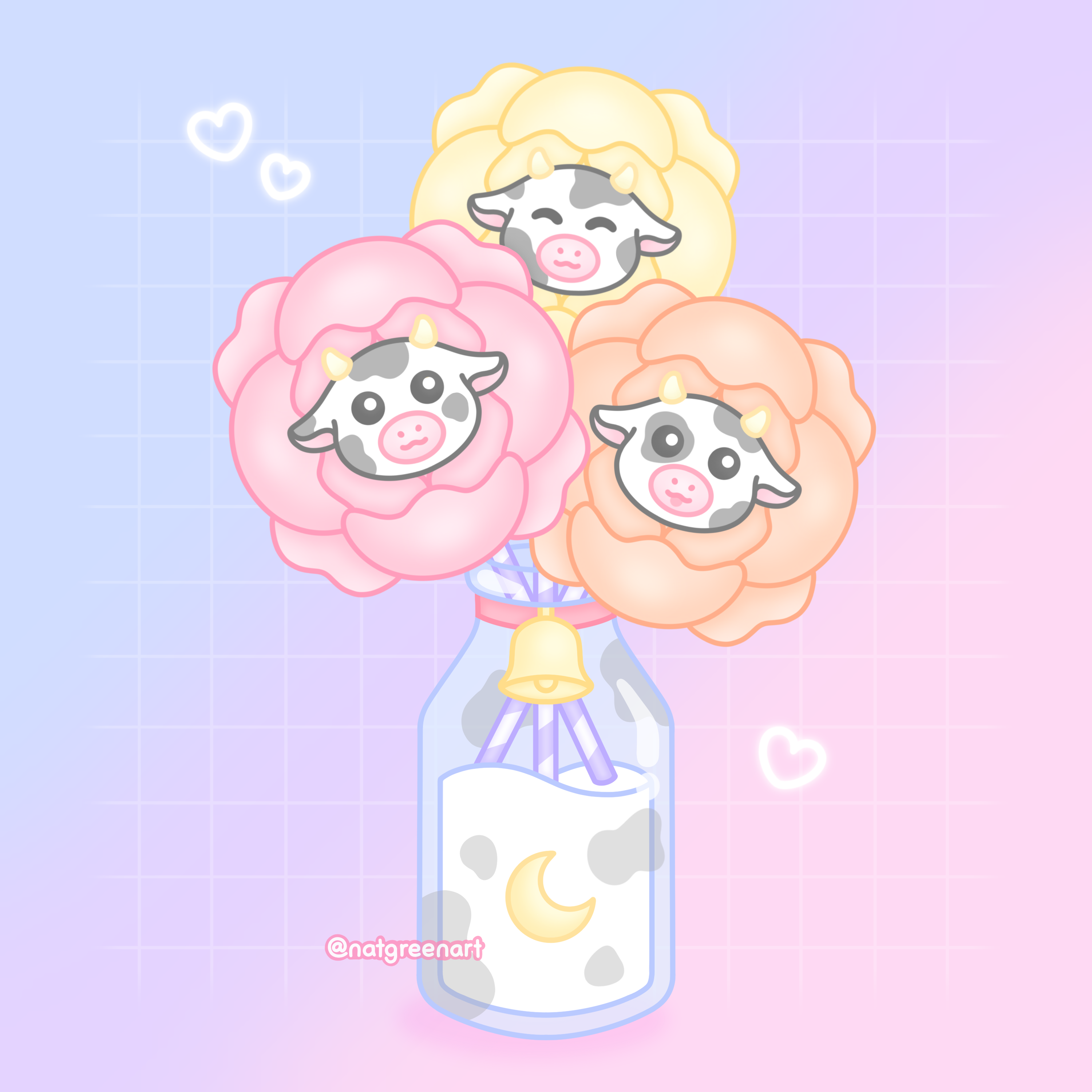 NatGreenArt - Wholesale Art Print - Cow Flowers Mini Art Print (5 x 5")1