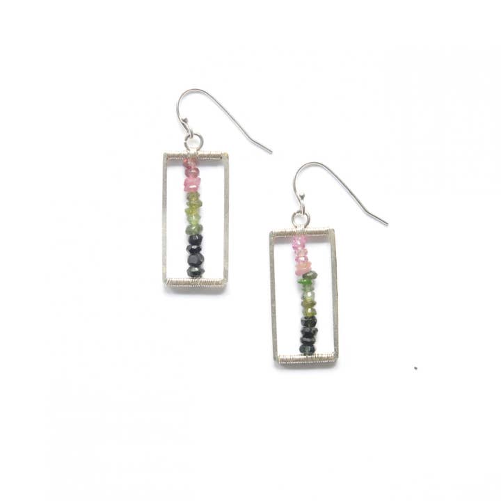 The Didi Jewelry Project - Wholesale Dangle Earrings - Tourmaline Rectangle Earrings