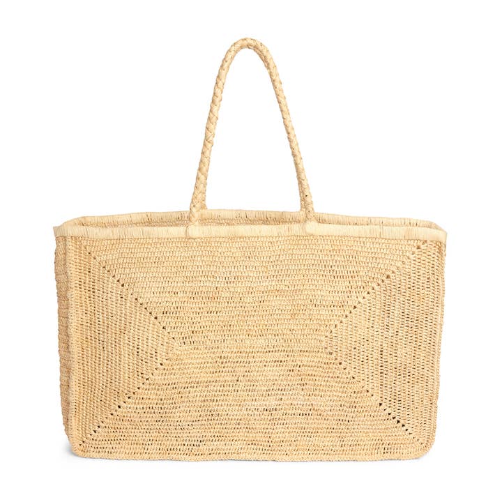 Raffia Rectangular Basket - Pale Natural for wholesale by Somerville Scarves